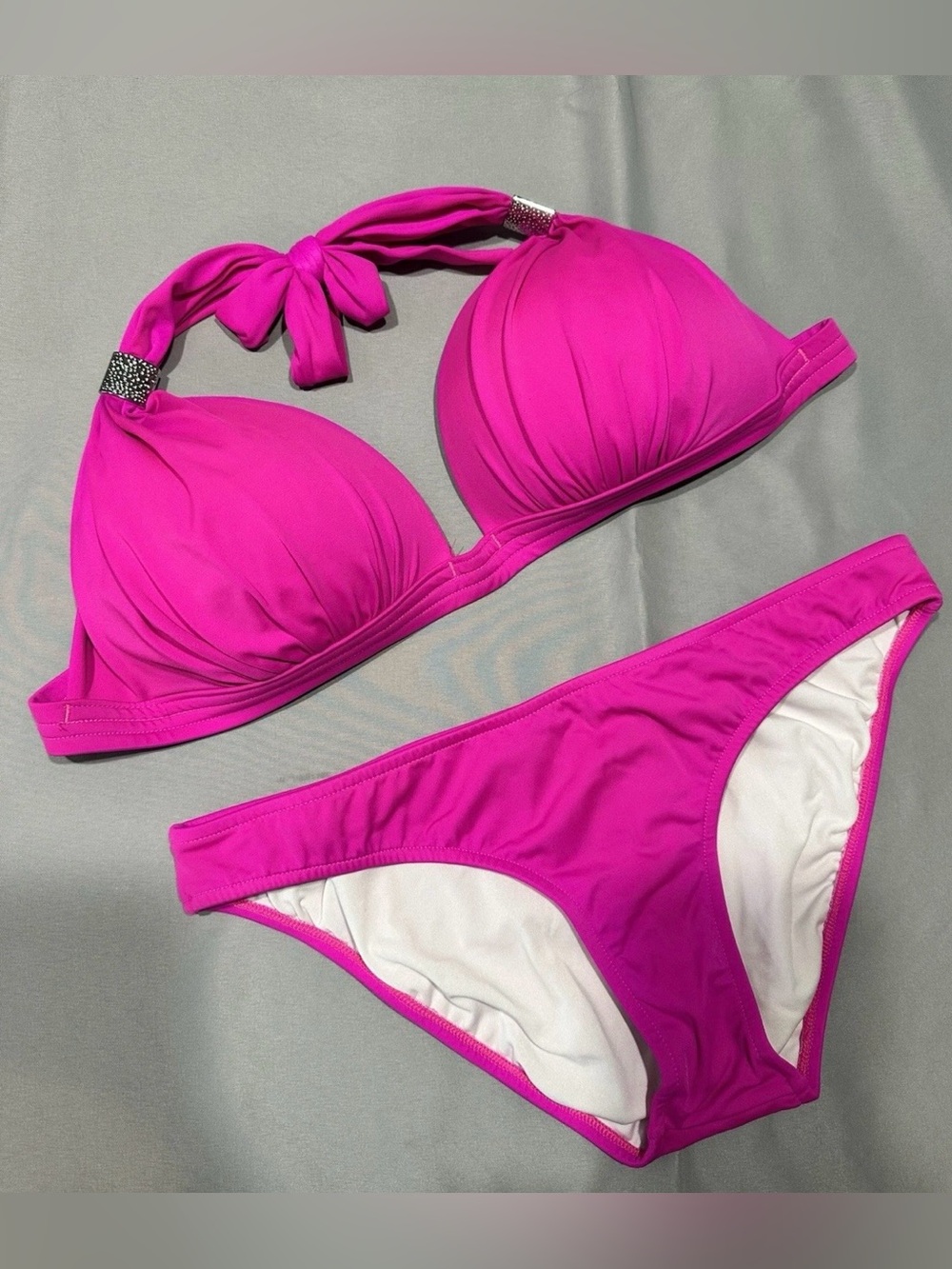 Venus Goddess Halter Bikini- Push Up Halter Top DD, bottoms size 8, Hot Pink